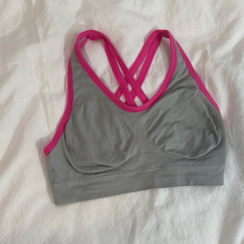Gray and Pink Women's Sports Bra